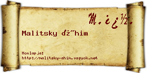 Malitsky Áhim névjegykártya